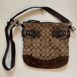 Vintage Y2K Coach SoHo Signature Crossbody Slim Bag Purse Brown Suede 3574